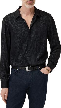 John Varvatos Hickory Button-Up Shirt in Black at Nordstrom, Size Xx-Large