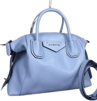 Givenchy Light Blue Leather Handbag Shoulder Bag Tote Bag (Pre-Owned)