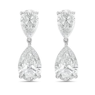 Diana M. Jewels 14KW WG 12.00 Ct TW of Lab grown pear shape diamond drop earrings