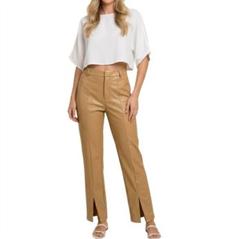Entro Vegan Leather Pants In Beige