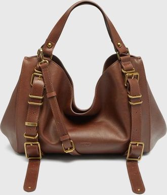 Diesel D-One-Medium top-handle bag in treated leather - Handbags - Unisex - Brown