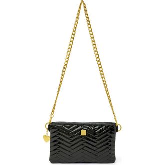 Think Royln Almost Famous Quilted Crossbody Bag in Black Patent at Nordstrom