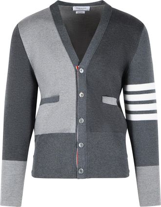 Thom Browne Fun Mix Grey Merino Wool Cardigan