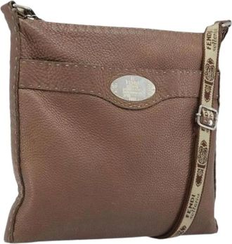 Fendi Pre-owned Cross Body Bags, female, Brown, Size: ONE SIZE Pre-owned Leather Shoulder Bag