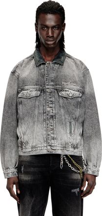 Diesel Denim trucker jacket with tonal leather trims - Denim Jackets - Unisex - Grey