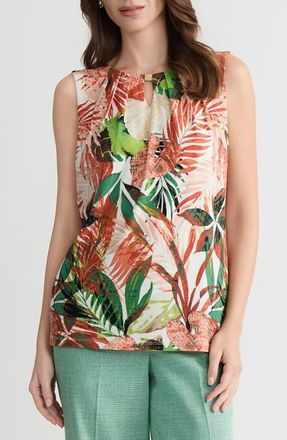 Kasper Hardware Keyhole Cap Sleeve Top in Vanilla Ice Multi at Nordstrom, Size X-Large