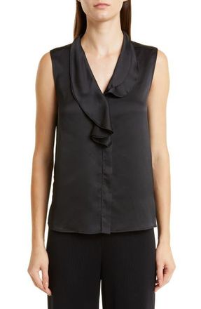 Misook Cascading Lapel Sleeveless Top in Black at Nordstrom, Size X-Small
