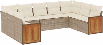 vidaXL Set De Muebles De Jard&iacute;n 9 Pzas Y Cojines Rat&aacute;n Sint&eacute;tico Gris Vidaxl