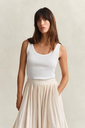 GANT Women Ribbed Tank Top (XXL) WHITE