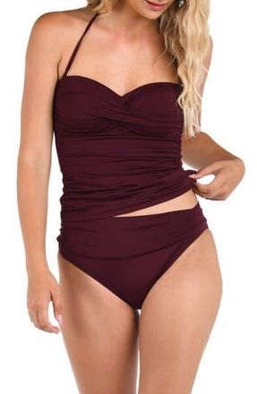 La Blanca Island Goddess Twist Bandeau Bikini Top in Dark Cherry at Nordstrom Rack, Size 14