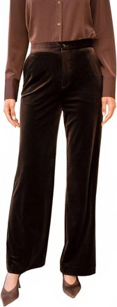 ATTENTIF Straight Cut Velvet Pants In Chocolate
