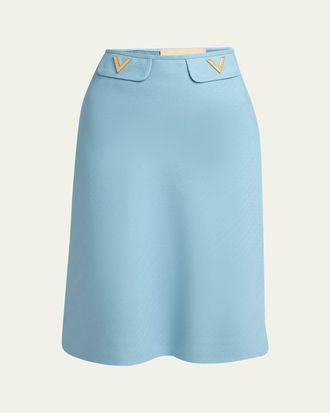 【関税＆送料込み】Valentino Garavani Blue/Ivory Skirt VALENTINO GARAVANI Pleated floral-print silk-twill midi