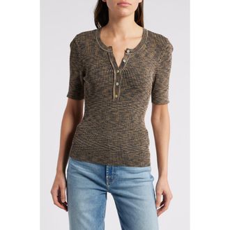 Rails Toni Space Dye Henley Sweater in Mocha Space Dye at Nordstrom, Size X-Small