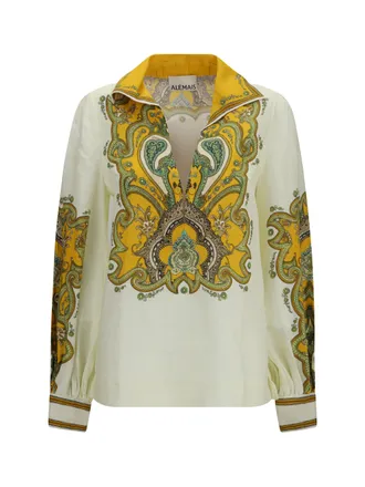 Alemais Womens Shirt Porter Linen Cream Top