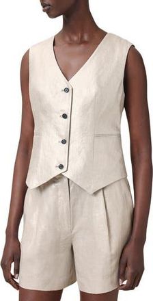 AllSaints Averie Linen Vest in Silver Grey at Nordstrom Rack, Size 10 Us / 14 Uk