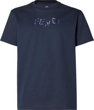 Fendi Hombre, Camisetas, Azul, Talla: M