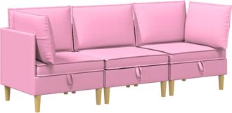 vidaXL Juego De Sof&aacute; Modular Con Almacenamiento 3 Uds. Rosa Tela Vidaxl
