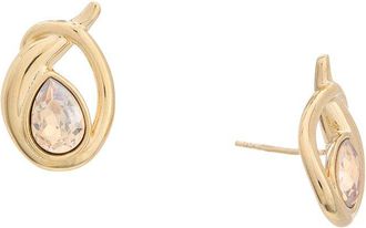 Oscar De La Renta Small Pear Rhinestone Stud Earrings