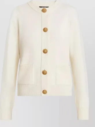 Balmain cashmere virgin wool ribbed trim cardigan