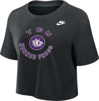 Nike TCU Horned Frogs Nike Womens Dri-FIT Cropped T-Shirt in Black | W11840P404TCUN-BLK