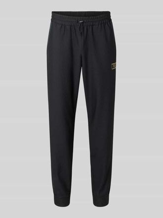 Emporio Armani Regular Fit Sweatpants mit Strukturmuster in Black, Gr&ouml;&szlig;e XXL