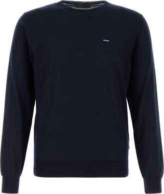 Prada Navy Blue Logo Sweaters