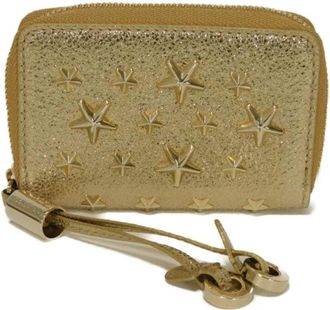 Jimmy Choo London gold Metallic Leather Coin Purse/Coin Case (Pre-Owned)