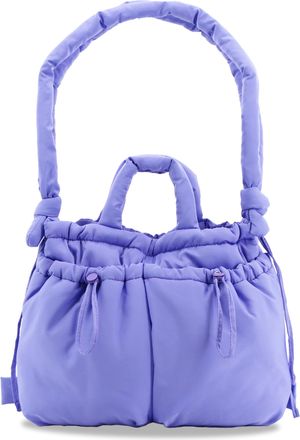 JWorld Quilted Puffer Tote Bag for Women. Puffy Shoulder Handbag Converts to Puff Backpack, Purple, M