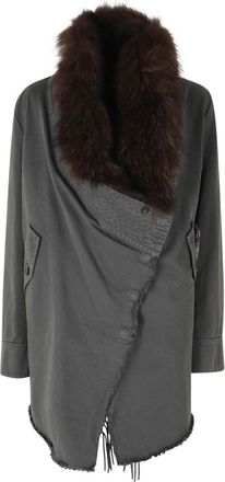 Bazar Deluxe Jassen, Dames, Grijs, S, Giaccone Gilet met Bont