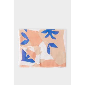 Katie Loxton Printed Foil Scarf Botanical Print in Coral at Nordstrom