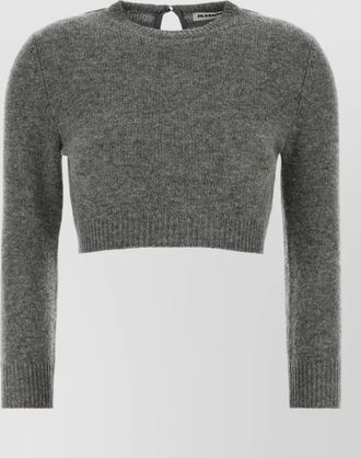 Jil Sander wool blend sweater cropped ribbed cuffs hem