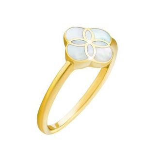 Jan Leslie Sterling With 18K Gold Overlay And Gemstones Single Petal Ring in White at Nordstrom, Size 7