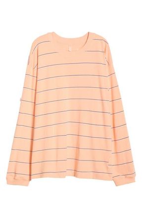 Free People FP Movement Printed Hustle Layer T-Shirt in Awning Stripe Peach at Nordstrom, Size X-Small Regular