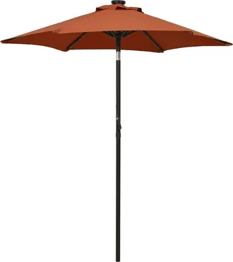 vidaXL Sombrilla De Jard&iacute;n Con Luces Led Aluminio Terracota 200x211 Cm Vidaxl