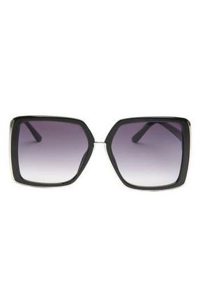 Guess 58mm Butterfly Square Gradient Sunglasses in Shiny Black /Smoke Mirror at Nordstrom Rack
