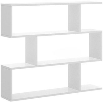 Dmora Libreria Acsidol, Scaffale da ufficio multiuso, Mobile biblioteca portalibri a 3 ripiani, 110x25h96 cm, Bianco lucido