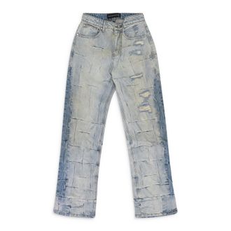 Who Decides War by Ev Bravado BLUE GATHERED STRAIGHT-FIT JEANS