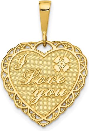 Diamond2Deal 14k Yellow Gold Reversible I LOVE YOU Heart Pendant