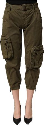 Dolce & Gabbana High Waist Cargo Broeken - Dames - Vrijetijds broeken - Groen - 2XS - Katoen - Broeken