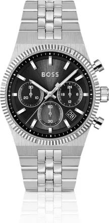 BOSS Candor black-dial chronograph watch with fluted bezel