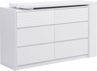 Vente-Unique C&oacute;moda tocador 6 cajones y 3 estantes - Blanco - BOPANIA