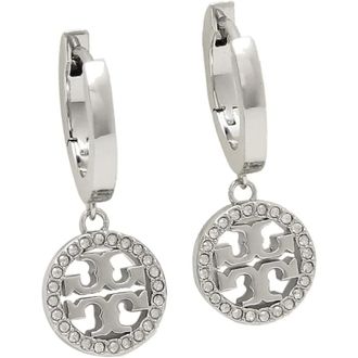 Tory Burch Tory Burch, Earrings, female, Gray, Size: ONE SIZE Miller Pave Huggie Hoop Earrings