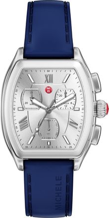 Michele Releve Sport Silicone Strap Watch, 35mm in Silver at Nordstrom Rack