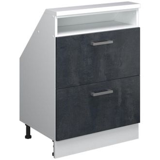 Vicco Armario Para Techo Inclinado Rion, Hormig&oacute;n Negro/blanco, Con 2 Cajones, Vicco