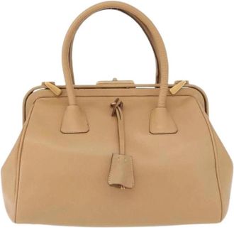 Prada Pre-owned Madras cerniera doctor bag - Dames - Vintage Handtas - Beige - ONE Size - Leer - Vintage