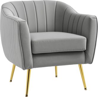HOMCOM Velvet-Look Shell Shaped Chair With Thick Padded Seat - Grey | TJ Hughes
