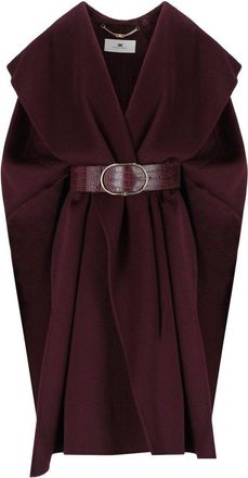 Elisabetta Franchi MANTELLA CON CINTURA MERLOT ELISABETTA FRANCHI