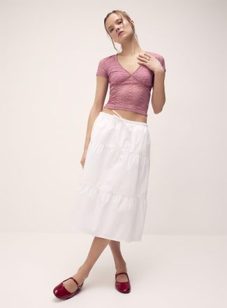 Twik Womens Tiered poplin midi skirt