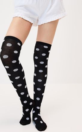 Simons Womens Polka dot fine-knit Thigh-High Socks