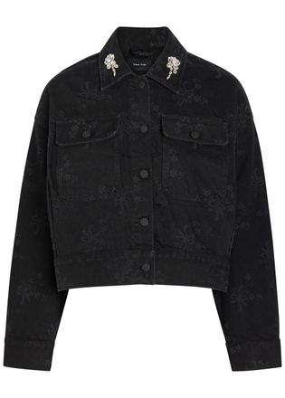 Simone Rocha Simone Rocha Crystal-embellished Denim Jacket - Black - 12 (UK12 / M)